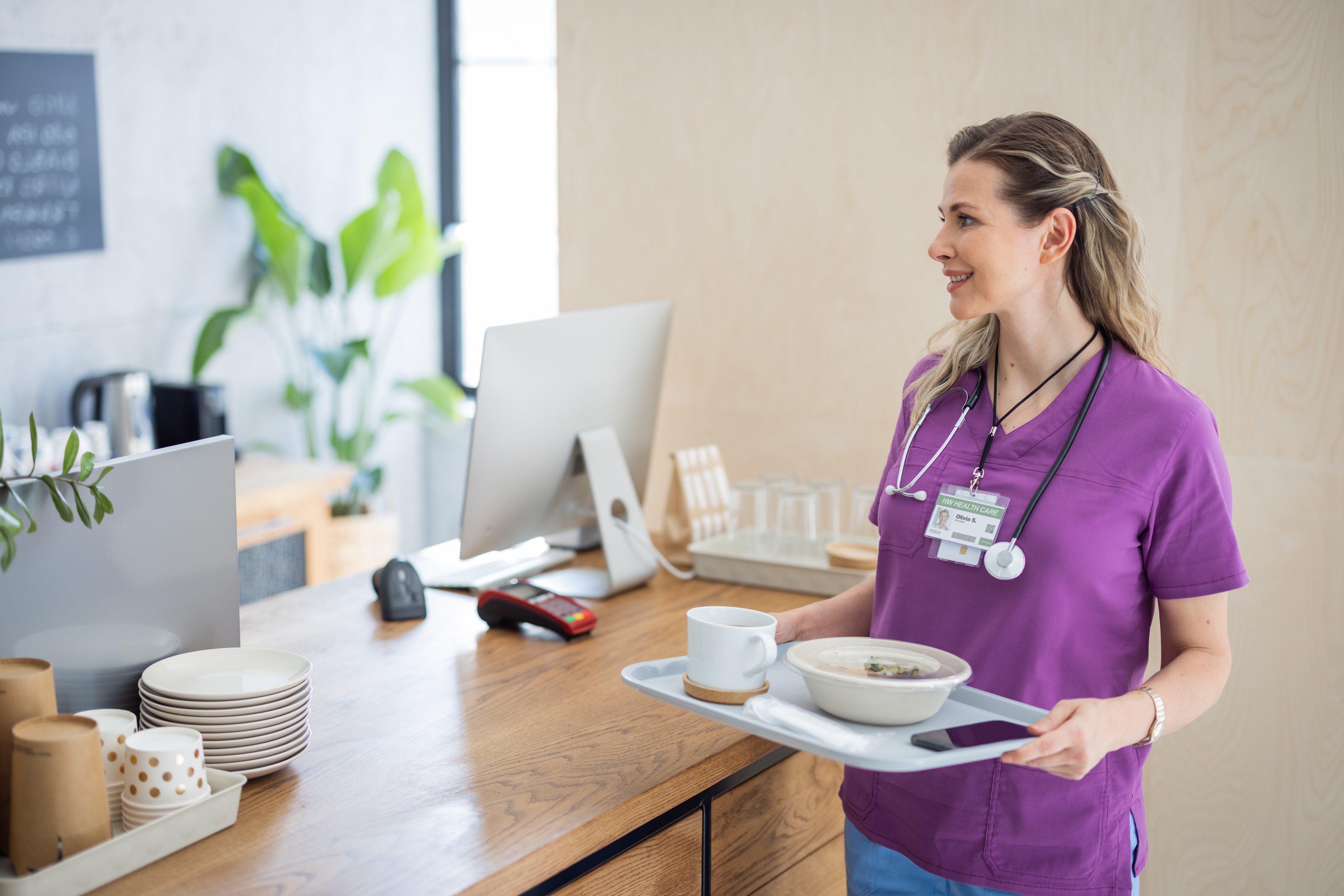 Smiling hospital employee